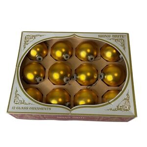 Vintage Shiny Brite Christmas Glass Ornaments Gold Max Eckardt & Sons Nostalgic